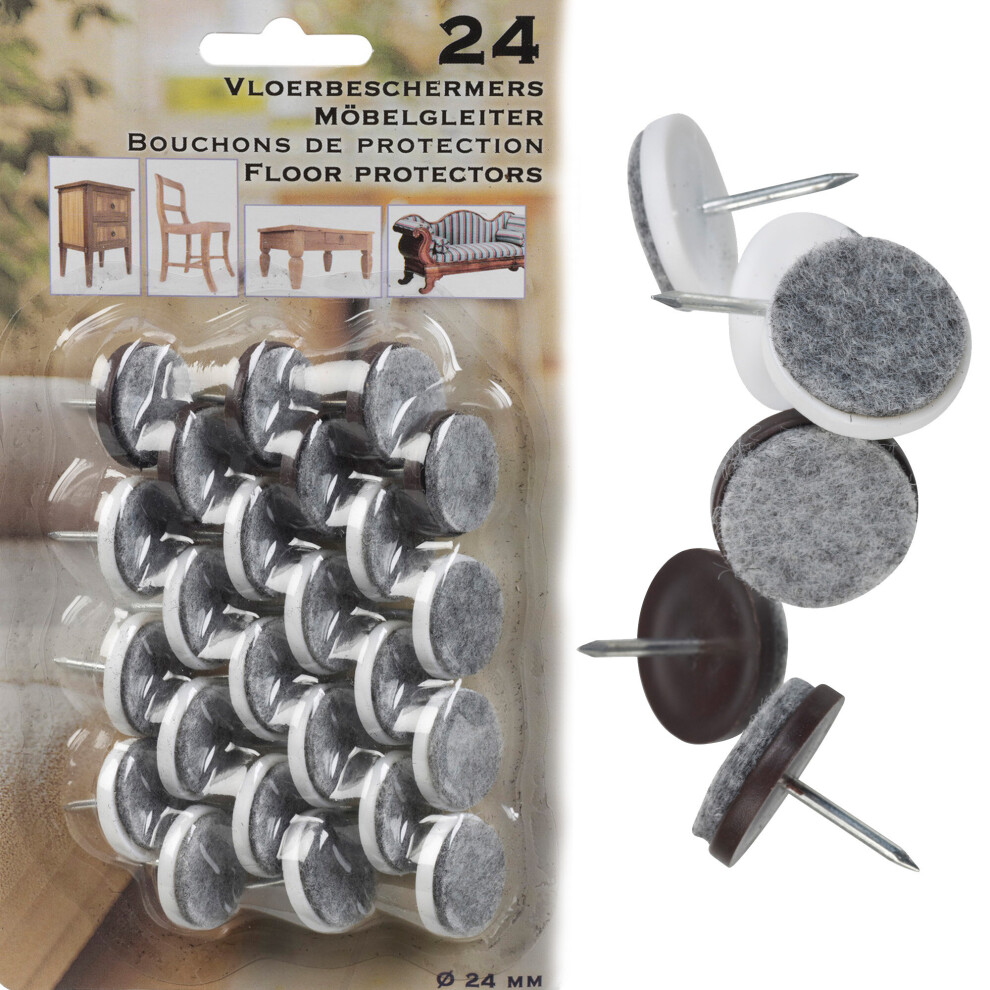24 Felt Laminate Floor Protectors Furniture Feet Pads Legs Wood Nail