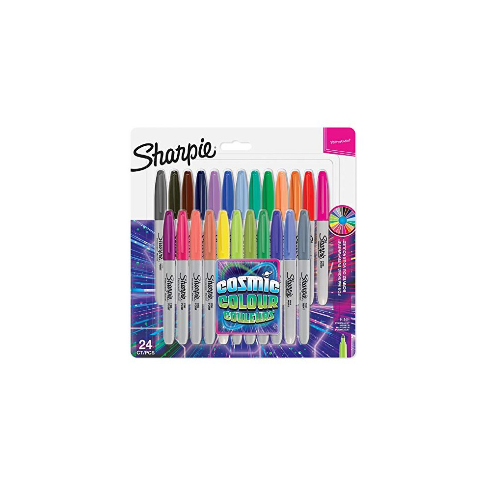 OPEN-BOX Sharpie Permanent Markers | Fine Point | Cosmic Colour | Limited Edition | 24 Count