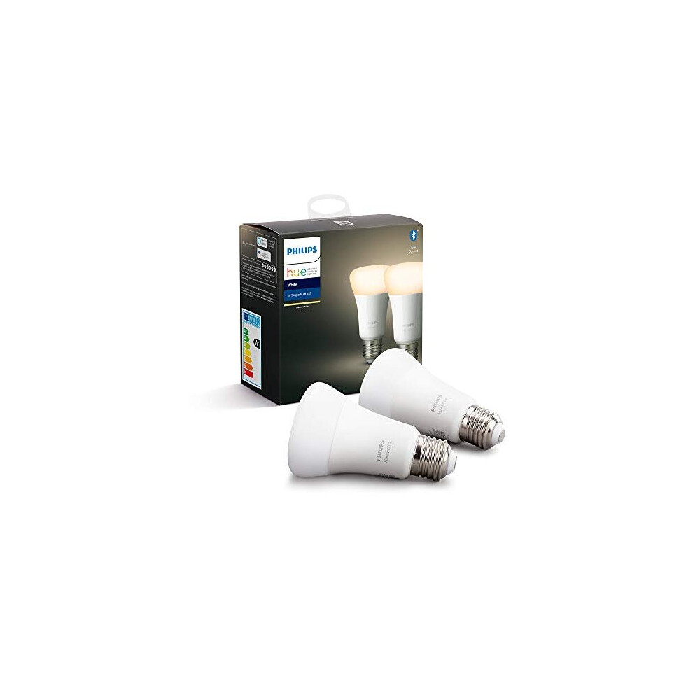 LIKE-NEW Philips Hue White Smart Bulb Twin Pack LED [E27 Edison Screw]