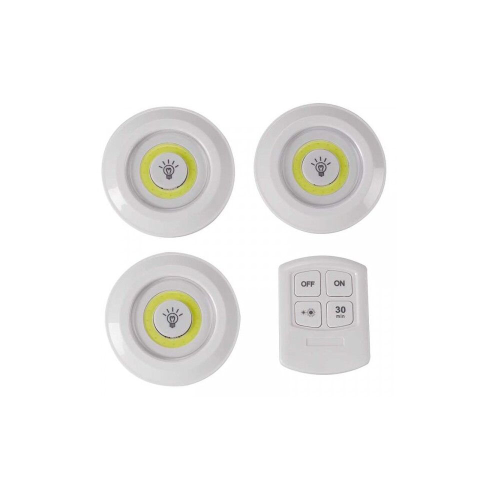 Remote Controlled Battery  LED Bright Disc Lights w Timer x 3