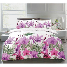 (King, Lily Lilac) Lily Floral Duvet Cover Set with Pillowcase