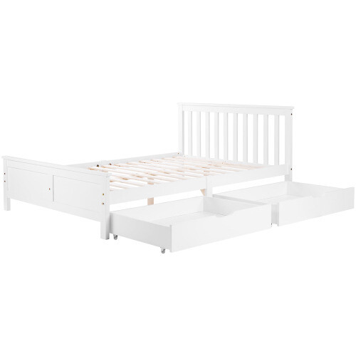 (Double) Wooden Solid White Pine Storage Bed With Drawers Bed Furniture ...