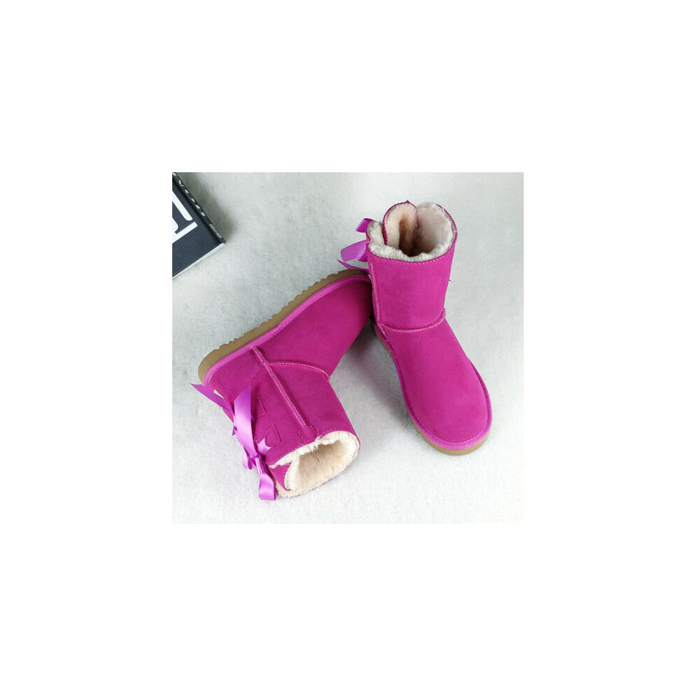 (Rose, 8 (Adults')) Women Winter Fur Leather Sheepskin Snow Boots Shoe
