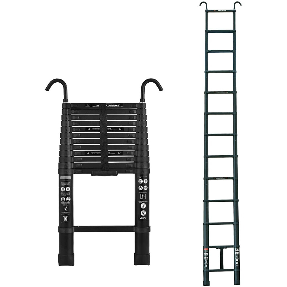 (3.8M Ladder with hook) 2022 Latest Design DIY Multi-Purpose  Telescopic Ladder Extension