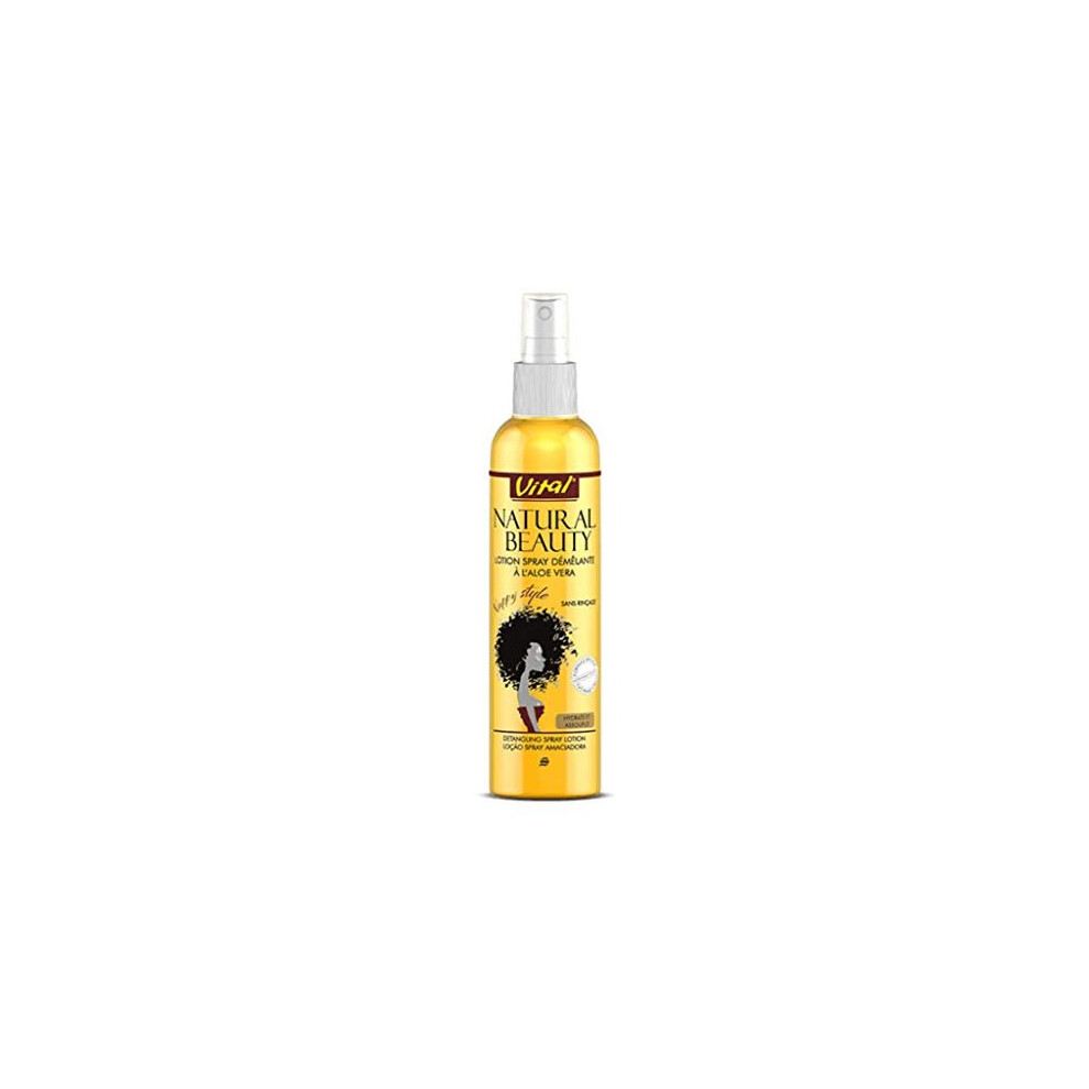 Experience Effortless Beauty with Vital Natural Beauty Detangling Spray Lotion - A Nourishing Solution for Tangle-Free and Silky Hair.