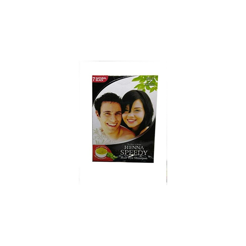 Henna Speedy Hair Dye Shampoo Natural Black 7 (1 box 12 sachets)