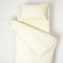 (Yellow) Cotton Striped Cot Bed Duvet Cover with Pillowcase 330 Thread Count