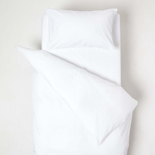 Homescapes (White) Organic Cotton Cot Bed Duvet Cover with Pillowcase 400 Thread Count