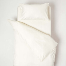 (Cream) Organic Cotton Cot Bed Duvet Cover with Pillowcase 400 Thread Count