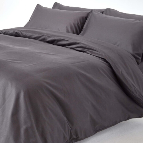 Homescapes (Single, Dark Grey) Duvet Cover with Pillowcase 1000 Thread count 1