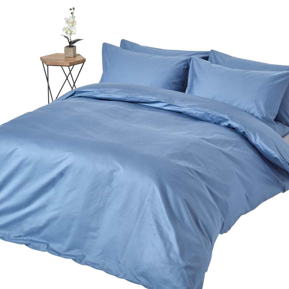 Homescapes (Double, Airforce Blue) Duvet Cover With Pillowcase 1000 Thread Count