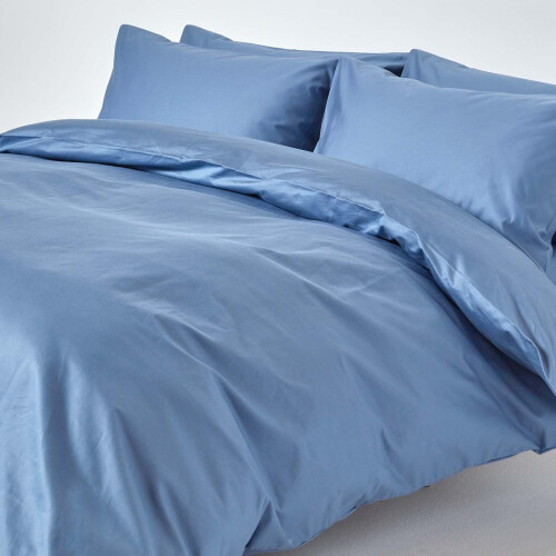 Homescapes (Super-King, Airforce Blue) Duvet Cover with Pillowcase 1000 Thread count 1