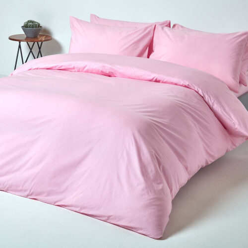 Homescapes (Double, Pink) Duvet Cover with Pillowcase 200 Thread count 1