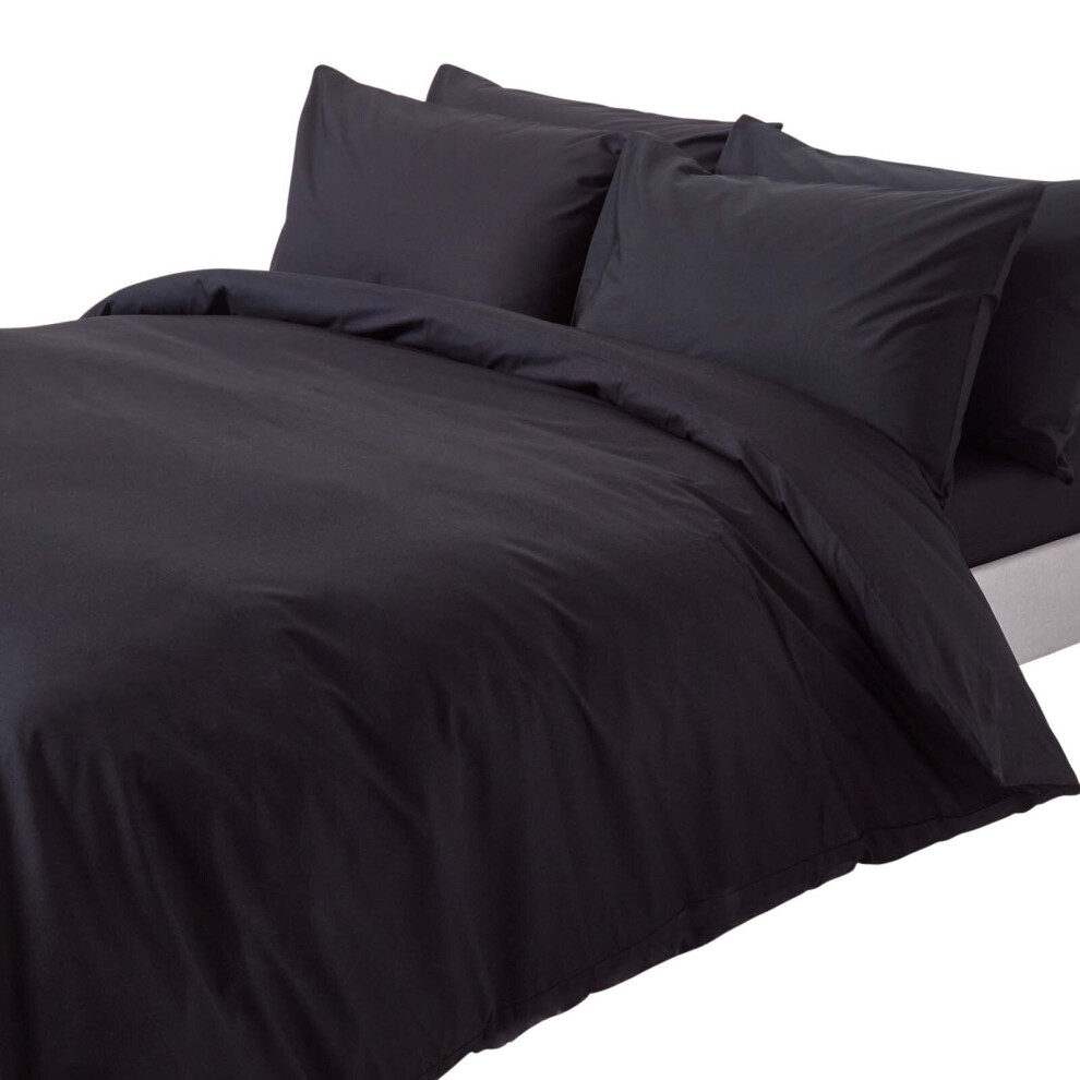 Homescapes (Super-King, Black) Duvet Cover With Pillowcase 200 Thread Count