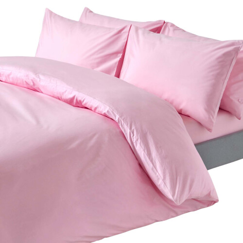 Homescapes (Single, Pink) Duvet Cover with Pillowcase 200 Thread count