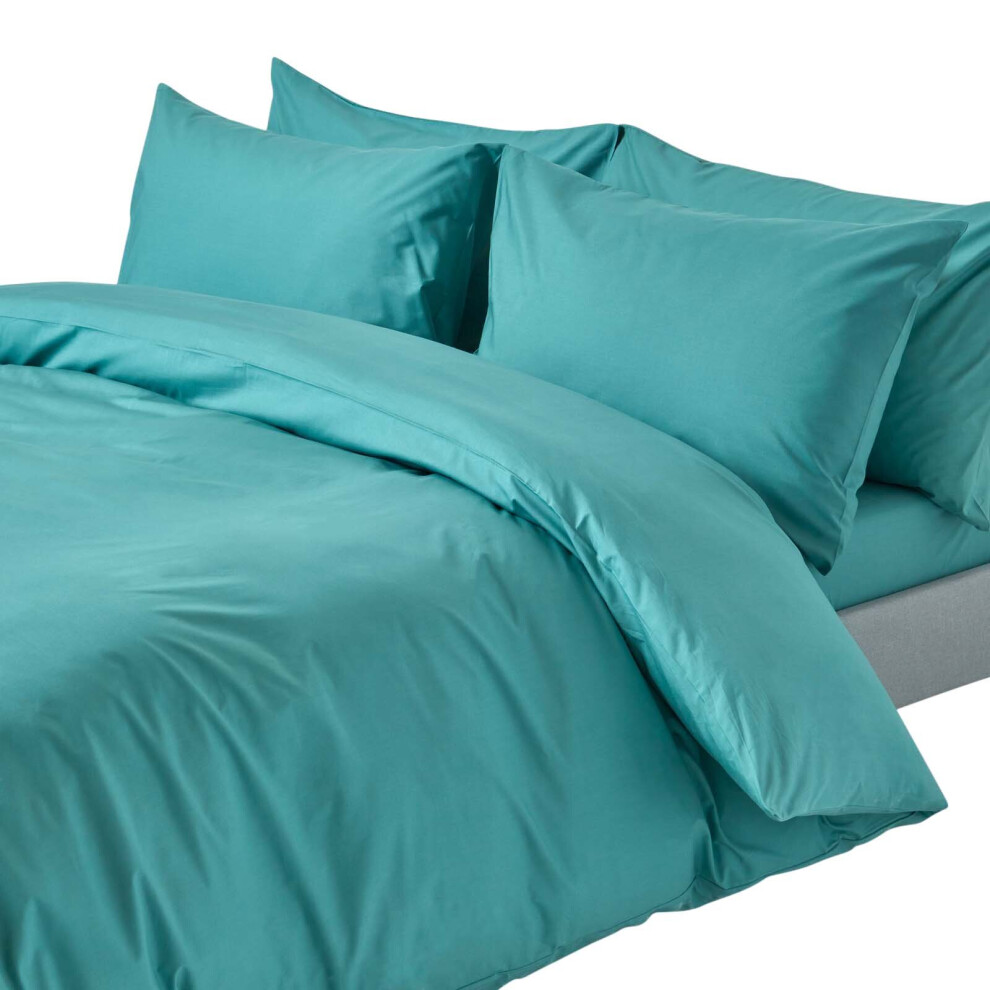 Homescapes (Single, Teal) Duvet Cover With Pillowcase 200 Thread Count