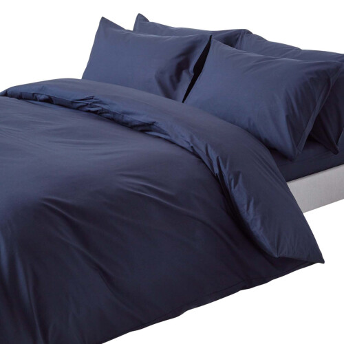 Homescapes (King, Navy Blue) Duvet Cover with Pillowcase 200 Thread count