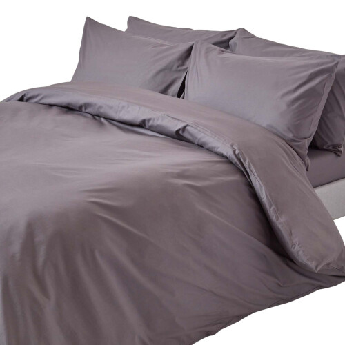 Homescapes (Single, Dark Grey) Duvet Cover with Pillowcase 200 Thread count