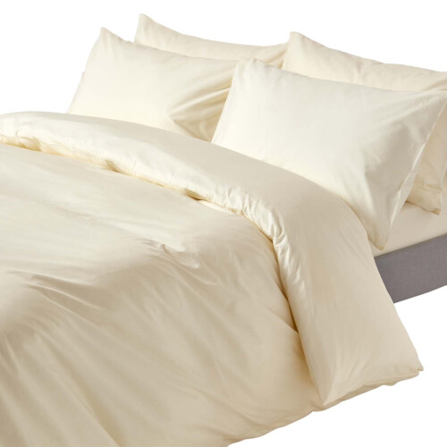 Homescapes (Single, Cream) Duvet Cover with Pillowcase 200 Thread count