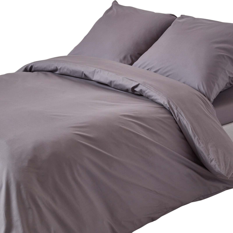 Homescapes (Euro Size - 240 X 220 Cm, Dark Grey) Duvet Cover With Pillowcase 200 Thread Count