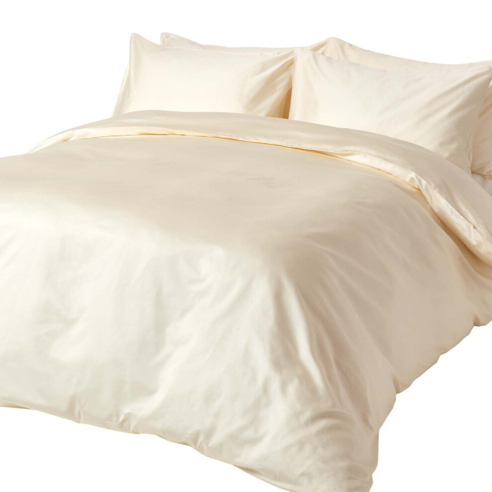Homescapes Natural Cream Organic Cotton Duvet Cover Set 400 Tc, King - Image 3