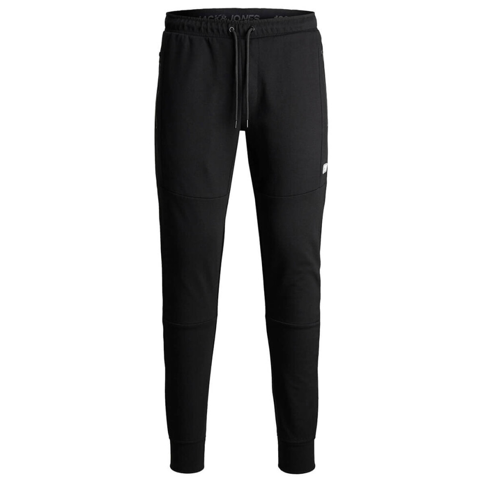 (2XL, Black) Jack & Jones Mens Will Jair Sweatpants Drawcord Elasticated Cotton Joggers