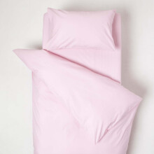(Pink) Cotton Cot Bed Duvet Cover with Pillowcase 200 Thread Count