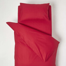 (Red) Cotton Cot Bed Duvet Cover with Pillowcase 200 Thread Count