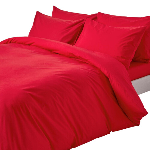 Homescapes (Double, Red) Duvet Cover with Pillowcase 200 Thread count