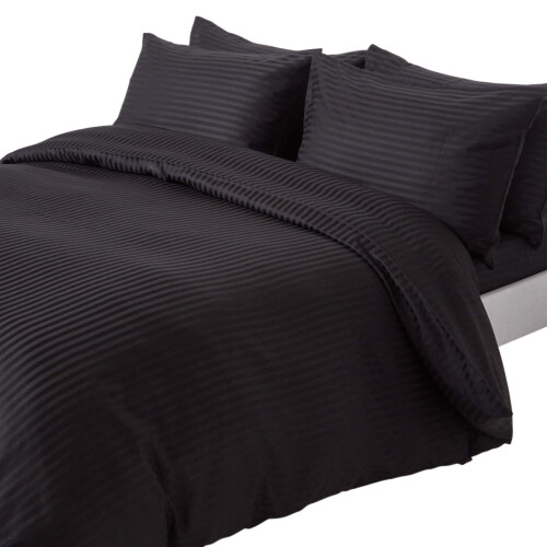 Homescapes (King, Black) Duvet Cover with Pillowcase 330 Thread count