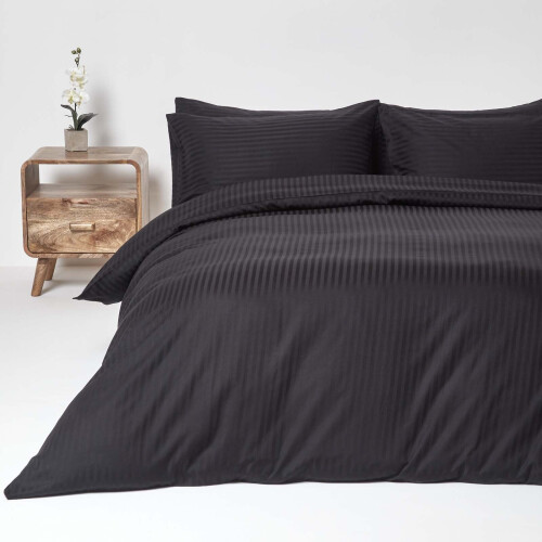 Homescapes (King, Black) Duvet Cover with Pillowcase 330 Thread count 1