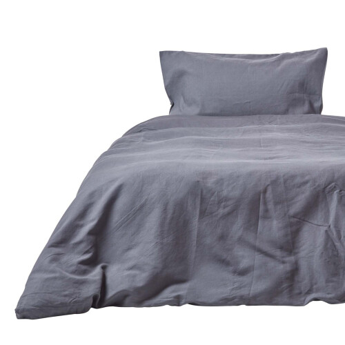 Homescapes (King, Dark Grey) Soft Linen Plain Duvet Cover with Pillowcase