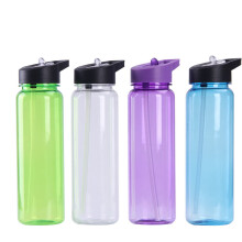 (Blue) Water Bottle Straw Plastic Cup Sport Portable