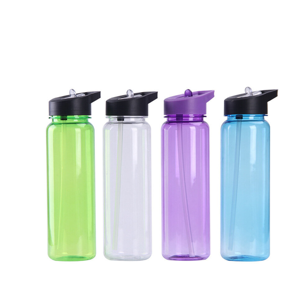 (Purple) Water Bottle Straw Plastic Cup Sport Portable