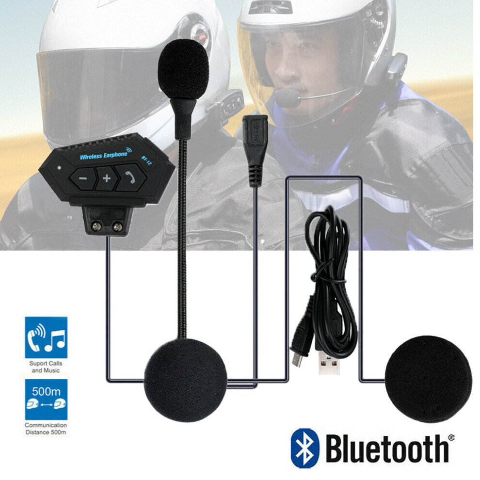 Motorcycle Helmet Bluetooth Headset Earphone With Handsfree Music Call Clear 7381457028025