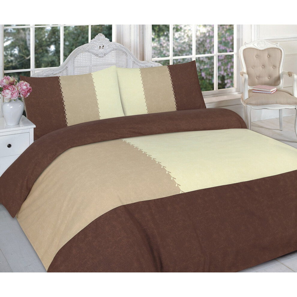 (Super King , Suede Patch Chocolate) Suede Patch Duvet cover set Pillowcases