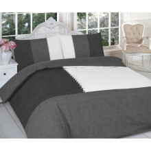 (Single , Suede Patch Black) Suede Patch Duvet cover set Pillowcases