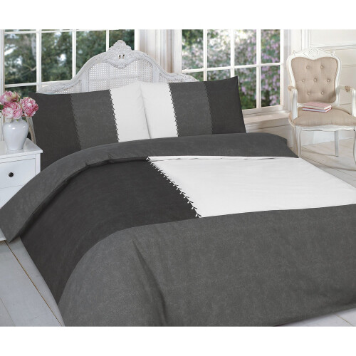 (Single , Suede Patch Black) Suede Patch Duvet cover set Pillowcases