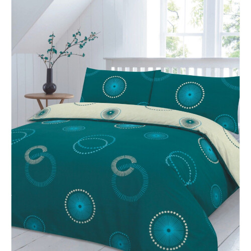 (Double, Eden Teal) Eden Reversible Duvet Cover Set