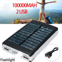 Solar Power Bank+Dual USB LED External Battery Portable Pack Charger