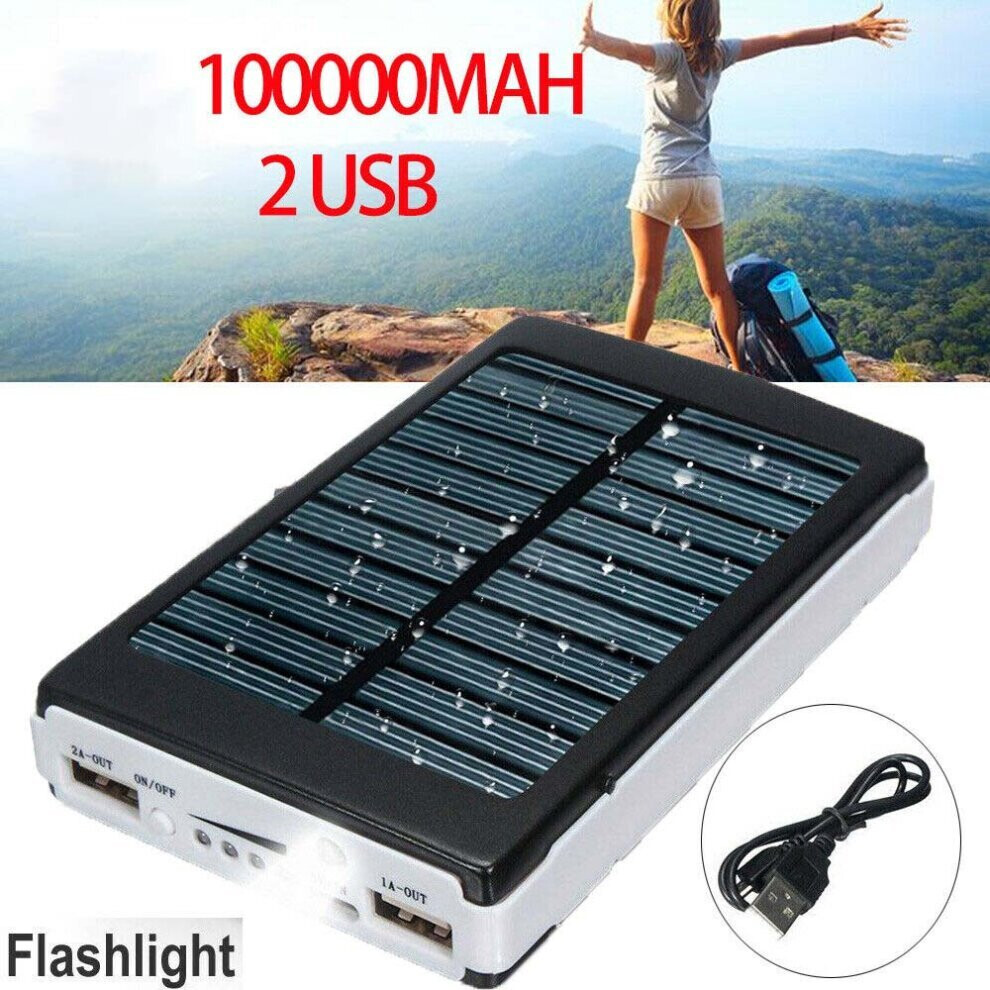 Solar Power Bank+Dual USB LED External Battery Portable Pack Charger