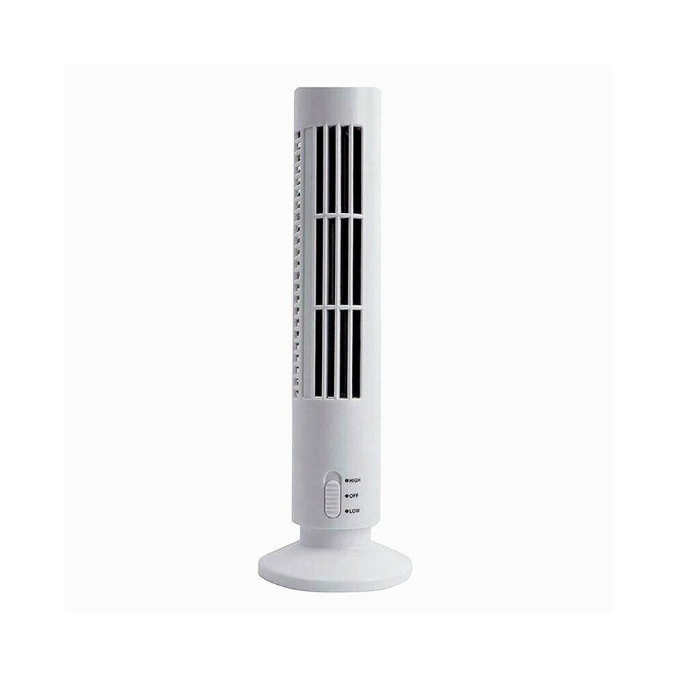 (White) Mini Portable USB Tower Fans Cool Cooler Bladeless Air Conditioner Room Summer