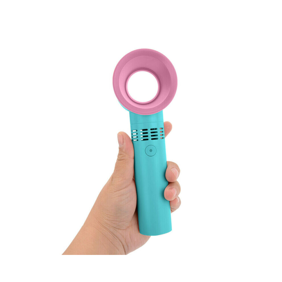 (Blue) USB Bladeless Fans Portable Hand Held Mini Fans Cooling No Leaf 3 Speed Setting