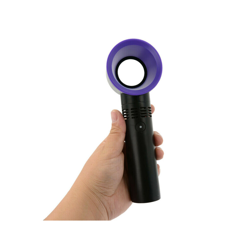 (Black) USB Bladeless Fans Portable Hand Held Mini Fans Cooling No Leaf 3 Speed Setting
