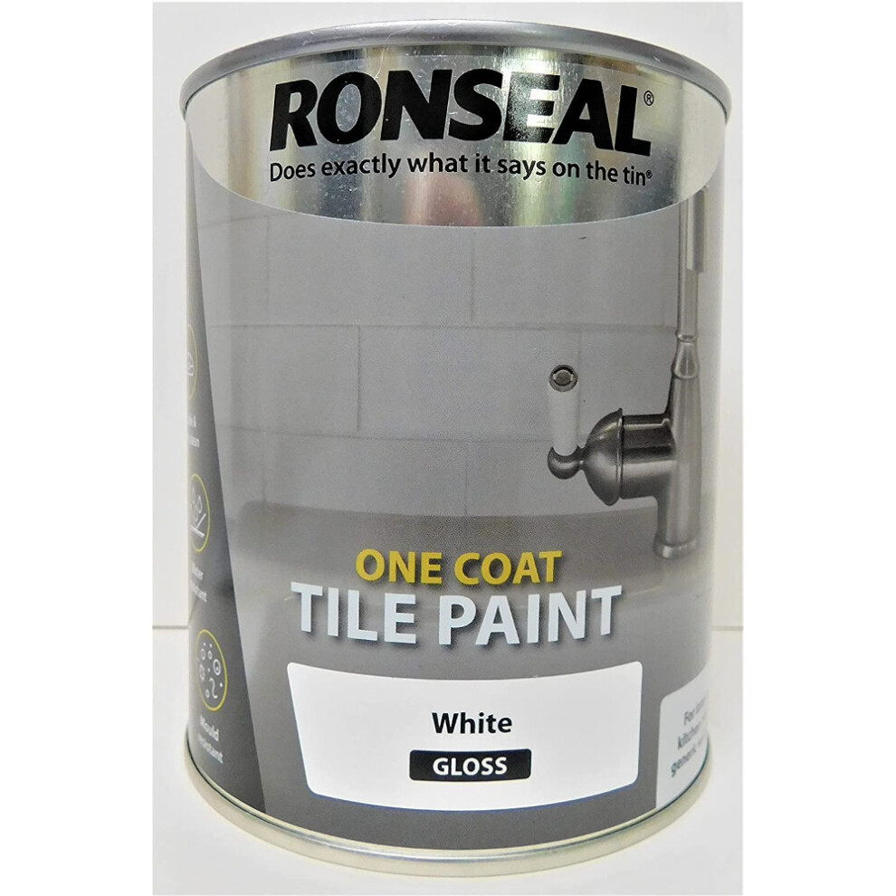 Ronseal Water Based One Coat Tile Paint High Gloss White 750ml