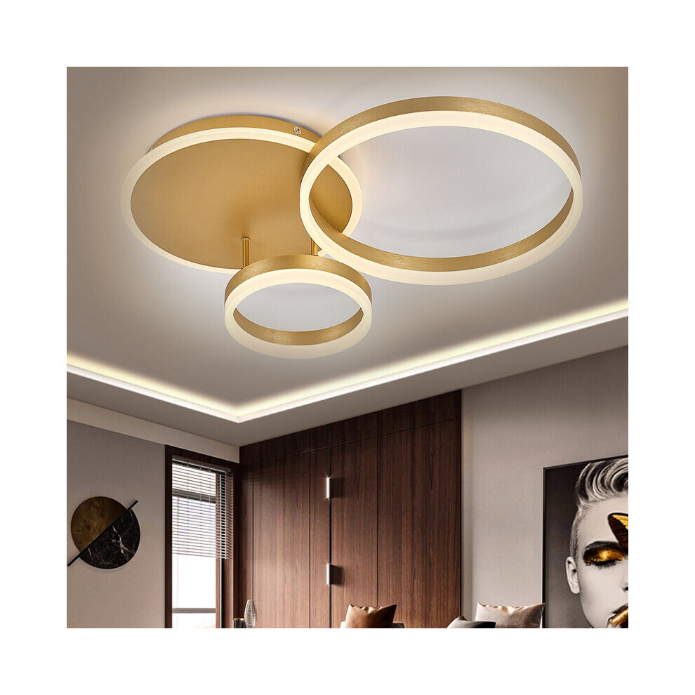 (3 Head - Dimmable) LED Ceiling Light Gold Ring Aluminum Fixture Chandelier Lights