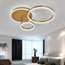 (3 Head - Cool White) LED Ceiling Light Gold Ring Aluminum Fixture Chandelier Lights