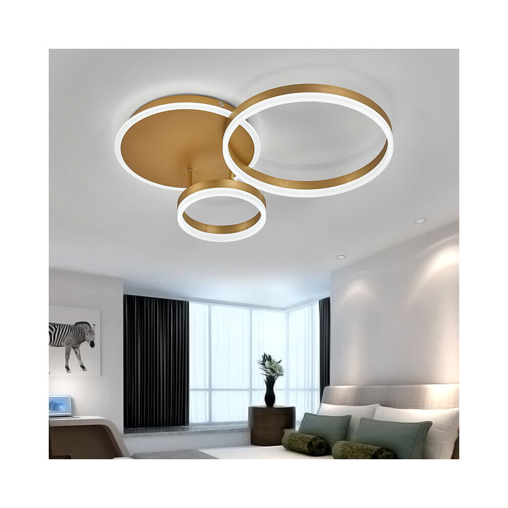 (3 Head - Cool White) LED Ceiling Light Gold Ring Aluminum Fixture Chandelier Lights