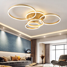(5 Head - Dimmable) LED Ceiling Light Gold Ring Aluminum Fixture Chandelier Lights
