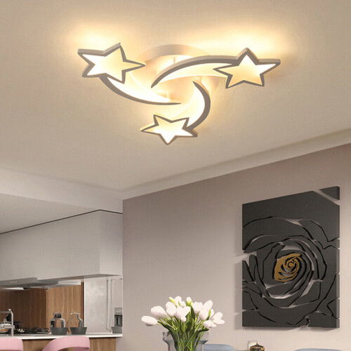 Living And Home (3 Heads-Dimming Light) Modern LED Ceiling Light White Star Chandelier 1